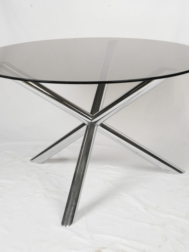 Smoked glass chrome legged table  