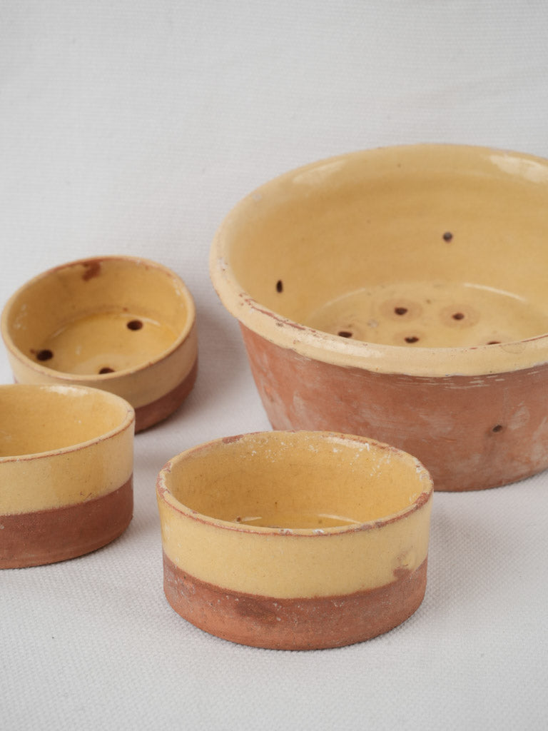 Traditional rustic faisselle molds