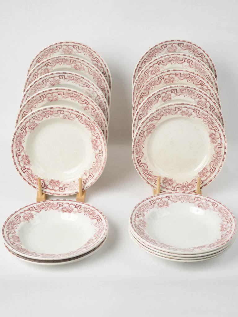 Vintage French pink floral dinnerware set