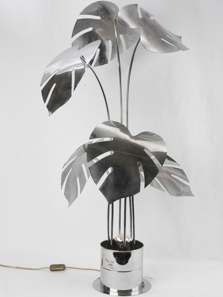 Vintage Italian chrome monstera lamp