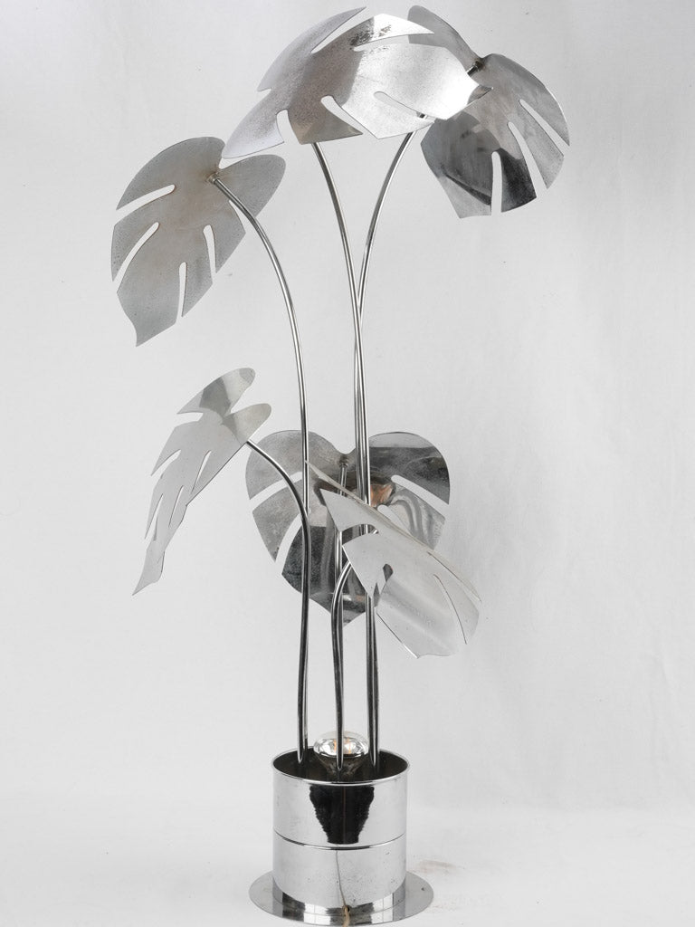 Decorative 1970s monstera chrome light