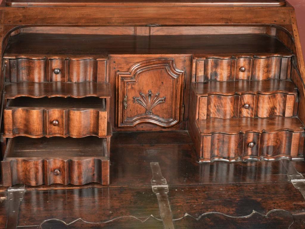 Sumptuous patinated French walnut secretaire