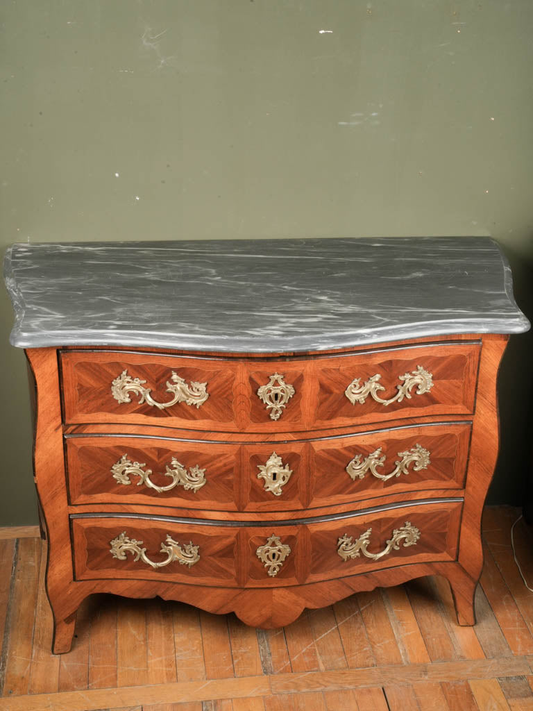 Ornate bronze handles Louis XV chest