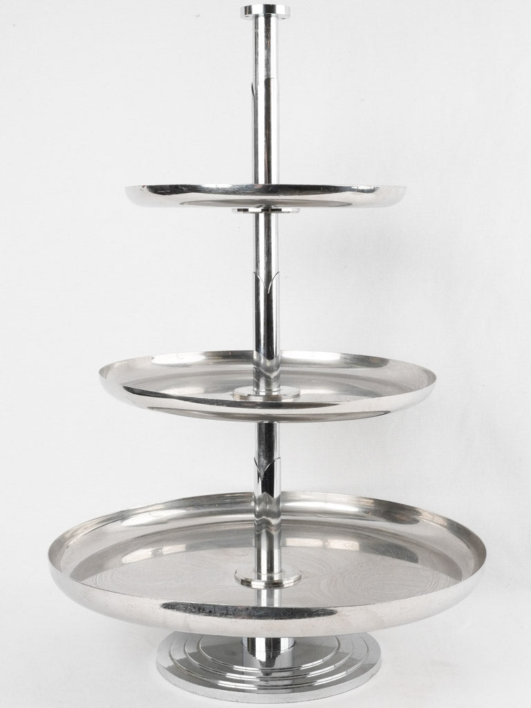 Large silver 3 tier restaurant presentation stand- Art Deco 26½" x 17¼"