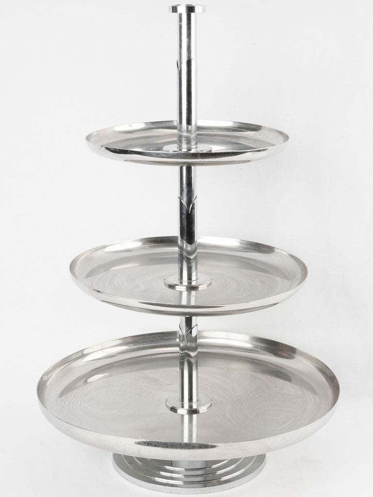 Large silver 3 tier restaurant presentation stand- Art Deco 26½" x 17¼"