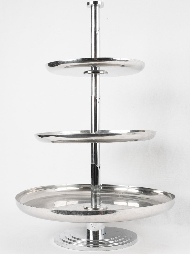 Large silver 3 tier restaurant presentation stand- Art Deco 26½" x 17¼"