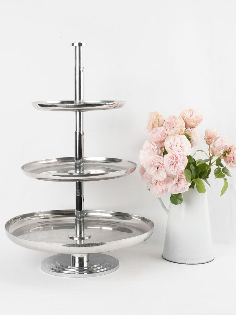 Large silver 3 tier restaurant presentation stand- Art Deco 26½" x 17¼"