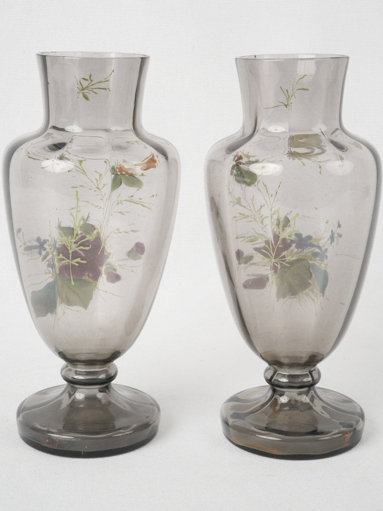 Delightful, 19th-century, floral glass vases