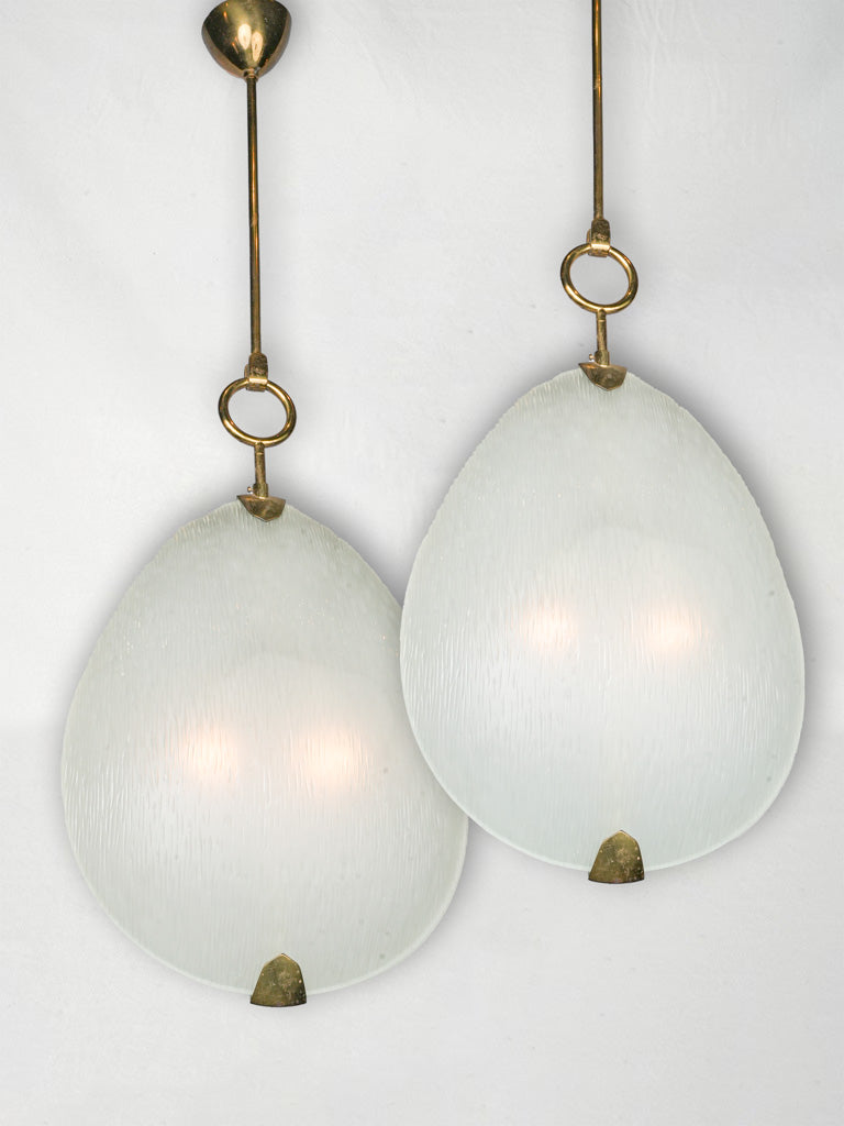 Exquisite brass frosted glass pendant