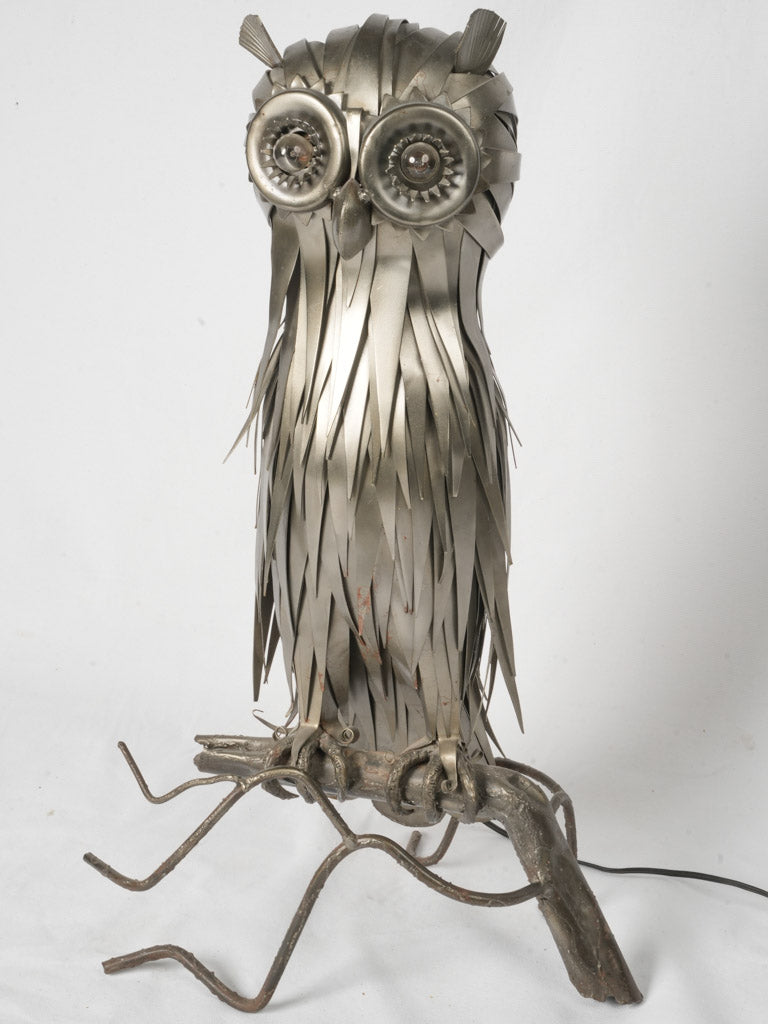 Vintage French Metal Owl Sculpture