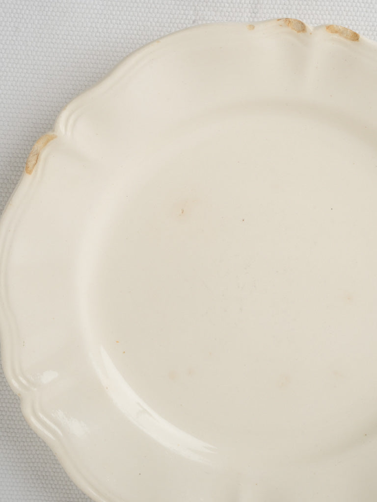 Aged Sarreguemines faience dessert plates