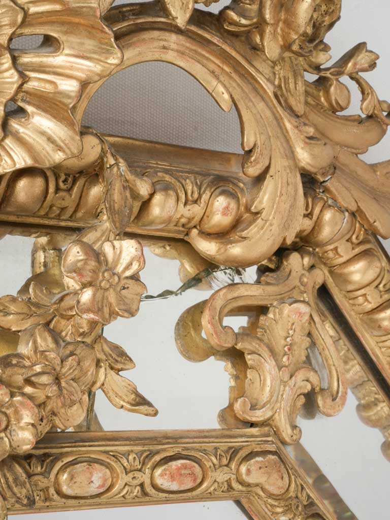 Elegant Vintage Giltwood French Wall Mirror