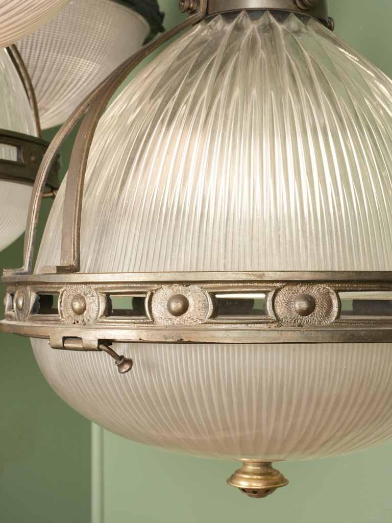 Collection of 7 holophane balloon suspension lights - 1920s