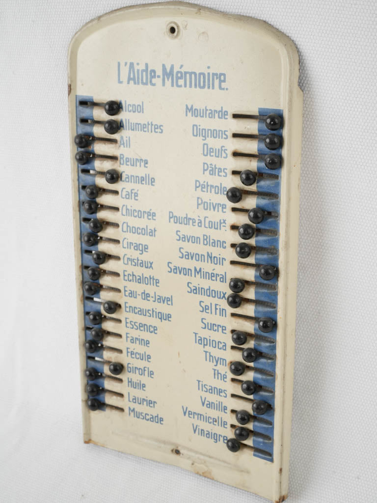 Vintage metal sliding shopping list