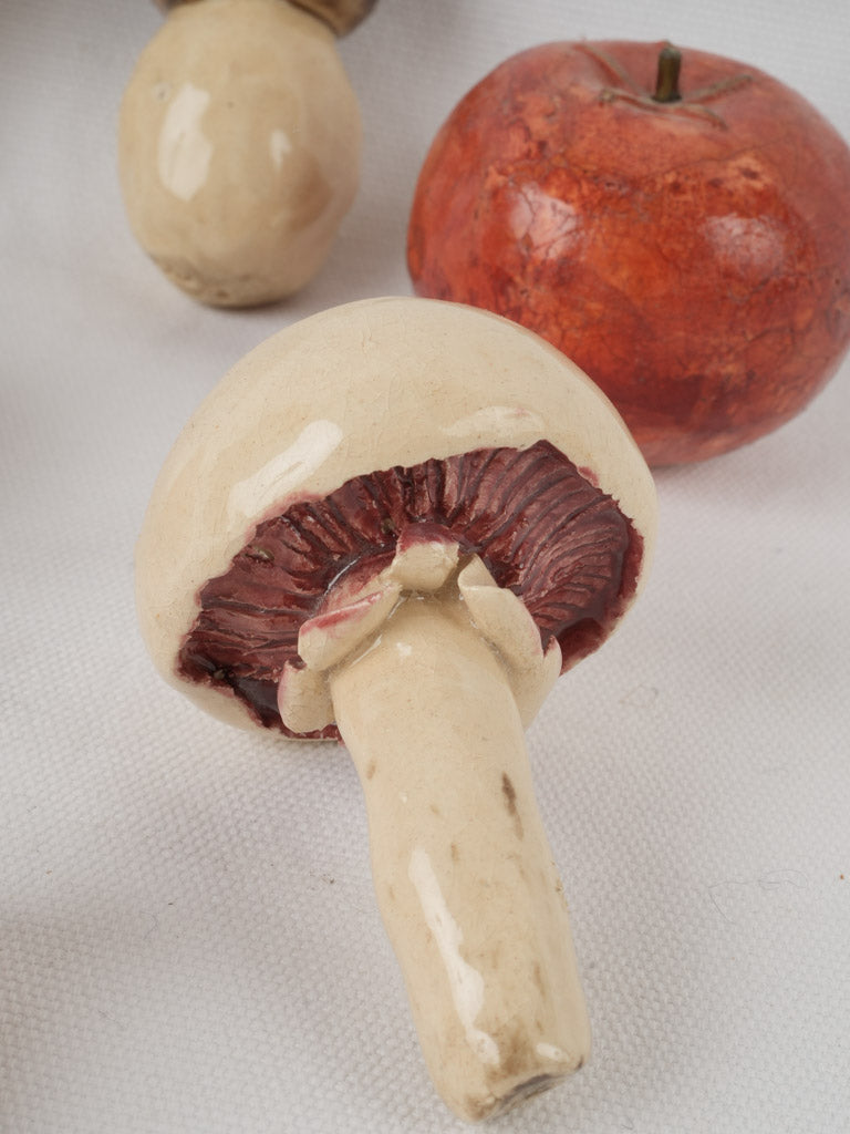 Textured aged ceramic mushrooms