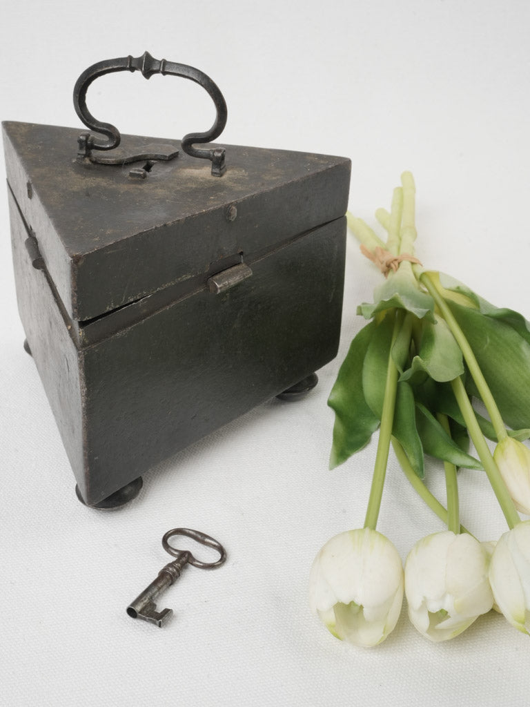 Triangular French metalwork storage casket  