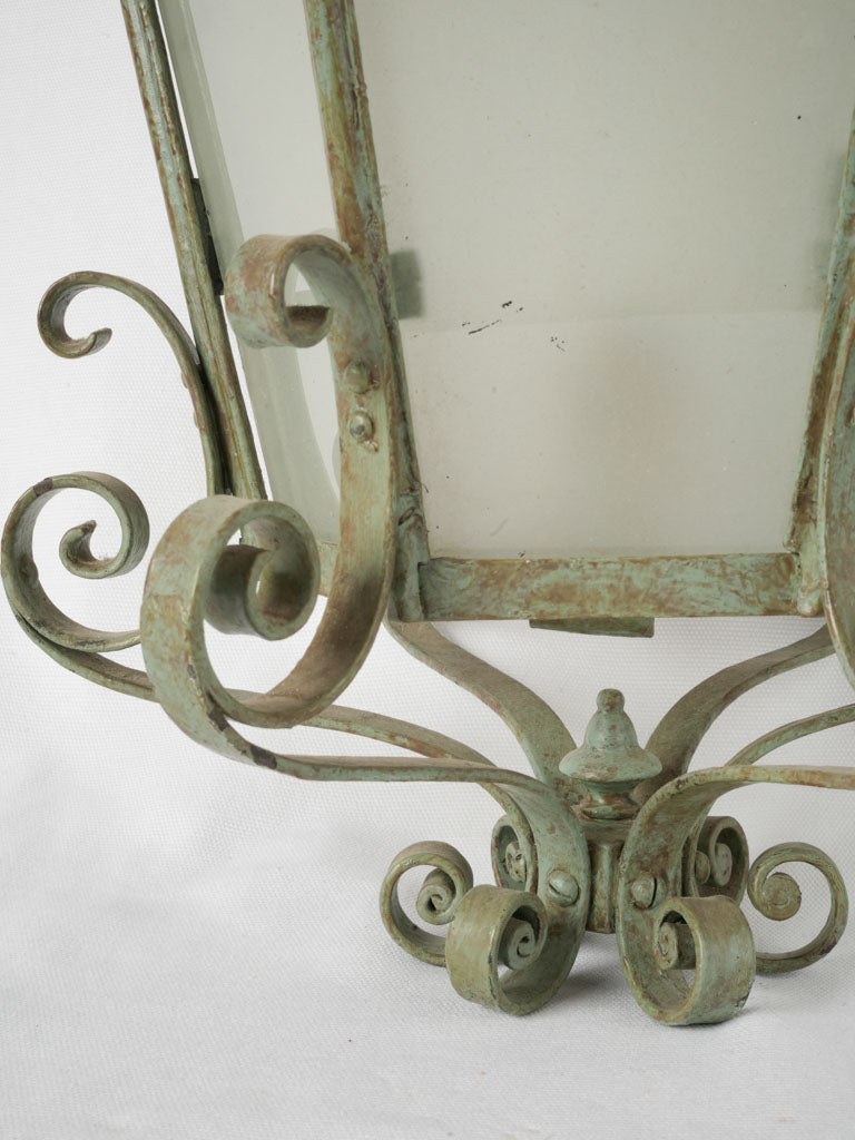 Large antique French lantern w/ green patina 30¼"