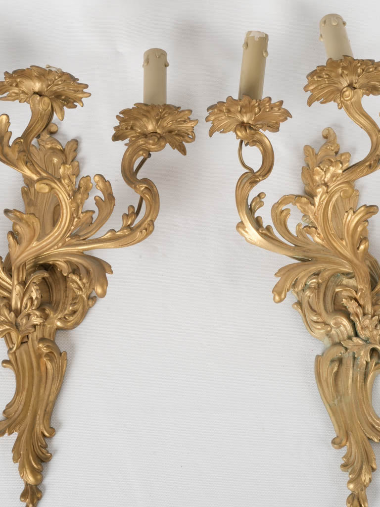 Gold-patina classic bronze sconces