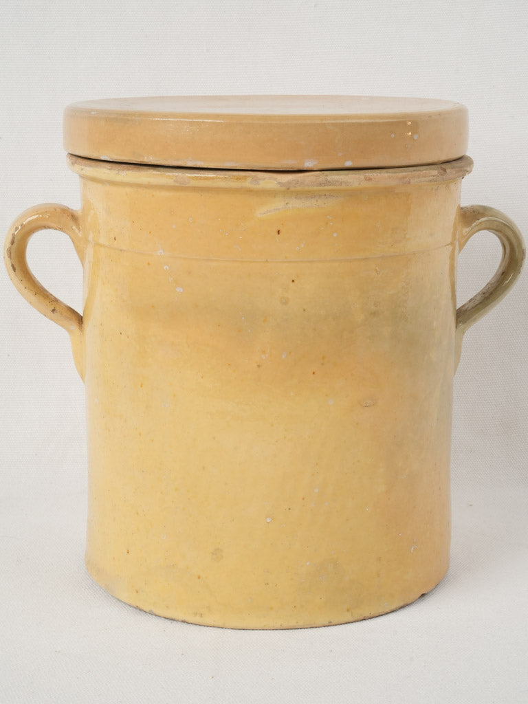 Aged yellow glazed confit container