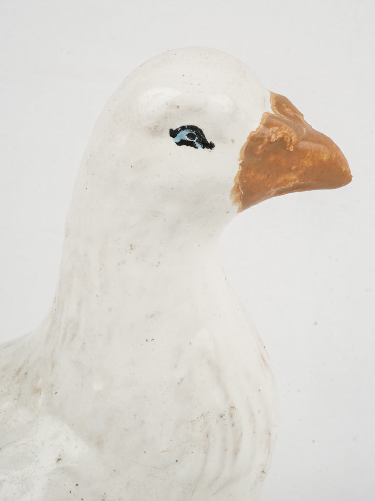 Artisanal Faience Terracotta Bird Figurine