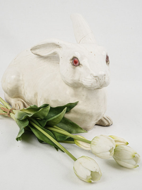 Charming Vintage Glazed Terracotta Rabbit by Poterie de Bavent