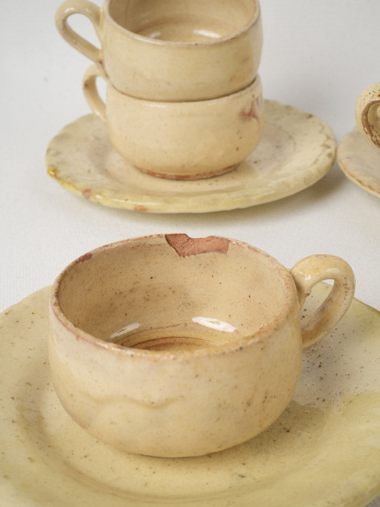 Durable yellow French teacups set