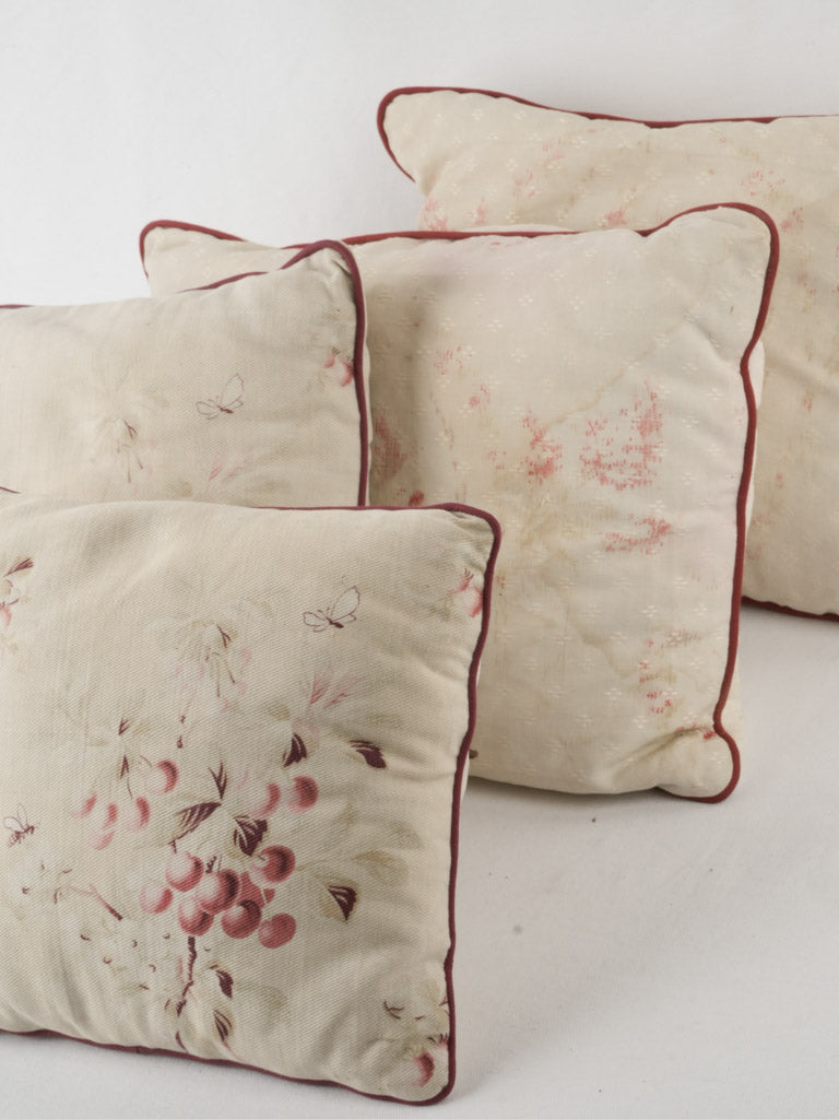 Faded textile cherry rectangle cushions