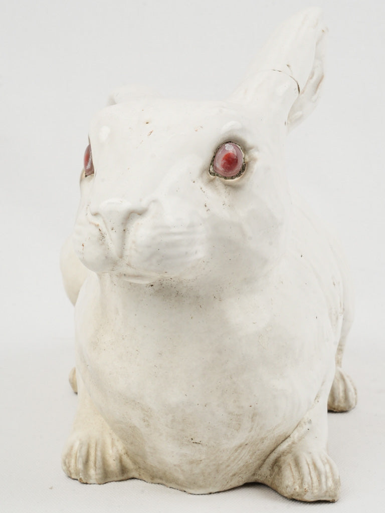 Vintage glazed terracotta rabbit sculpture