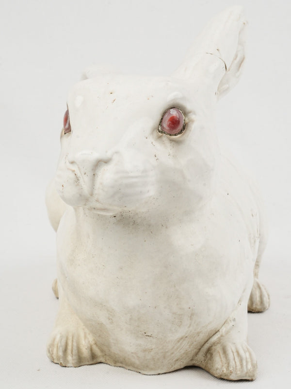 Charming Vintage Glazed Terracotta Rabbit by Poterie de Bavent