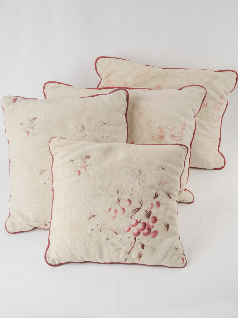 Vintage cherry floral square cushions