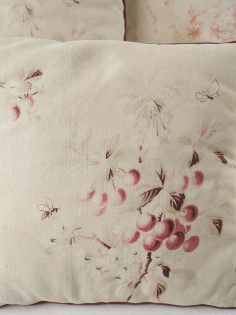 Weathered cherry-themed pillow covers