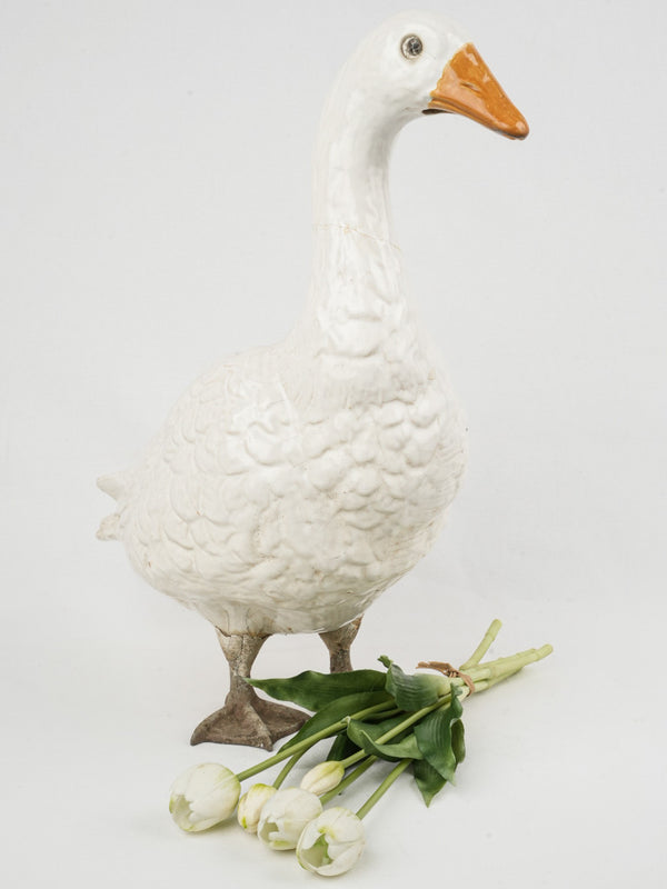 Early 20th-Century Bavent Ceramic Goose Sculpture, 19¾"