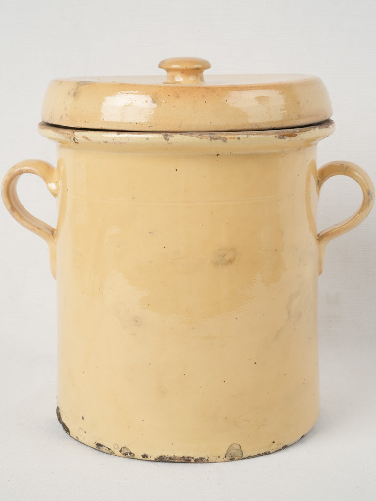 Vintage Sunny Yellow Ceramic Confit Pot