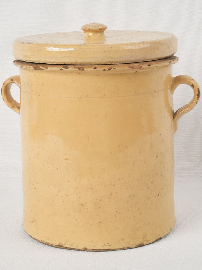 Aged French yellow glazed pot