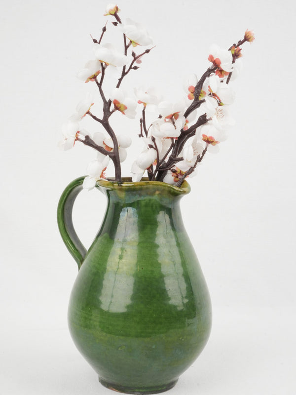 Early 20th-Century Ceramic Green Glazed Pitcher from Aubagne 9"