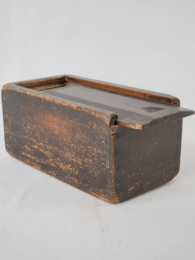 Vintage wooden games box with sliding lid