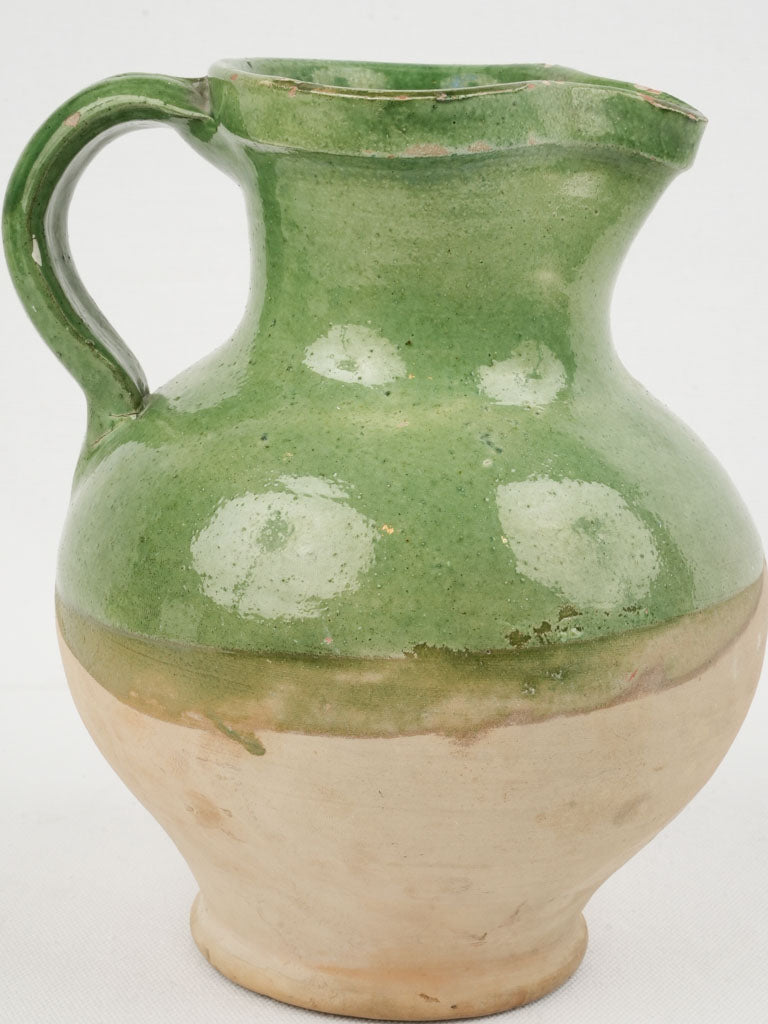 Aged Earthy Green Clay Beverage Jug