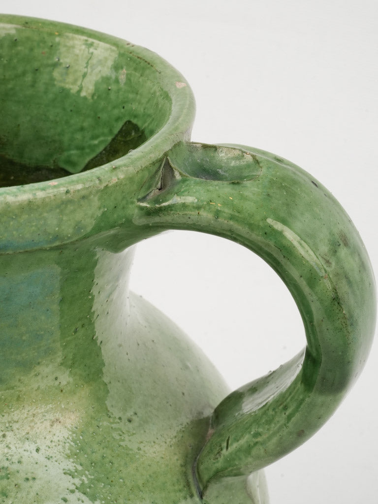 Aged Green Glazed Terracotta Farmhouse Vase