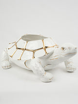 Vintage White & Gold Turtle-Shaped Jardinière 21¼"