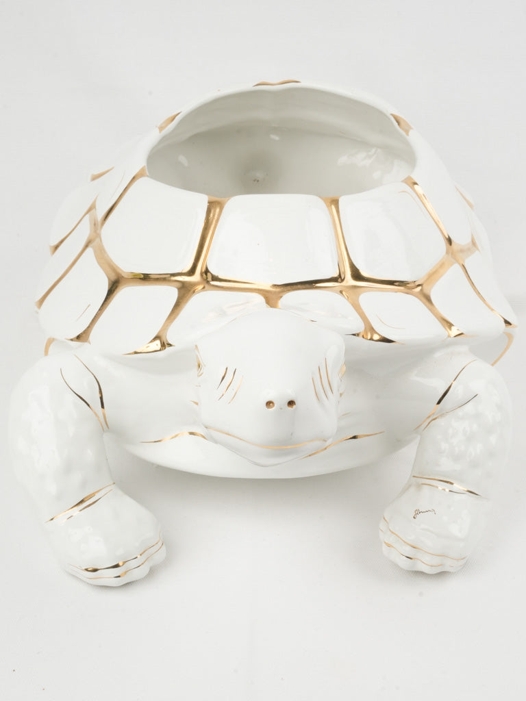 Intricate vintage turtle-shaped jardinière