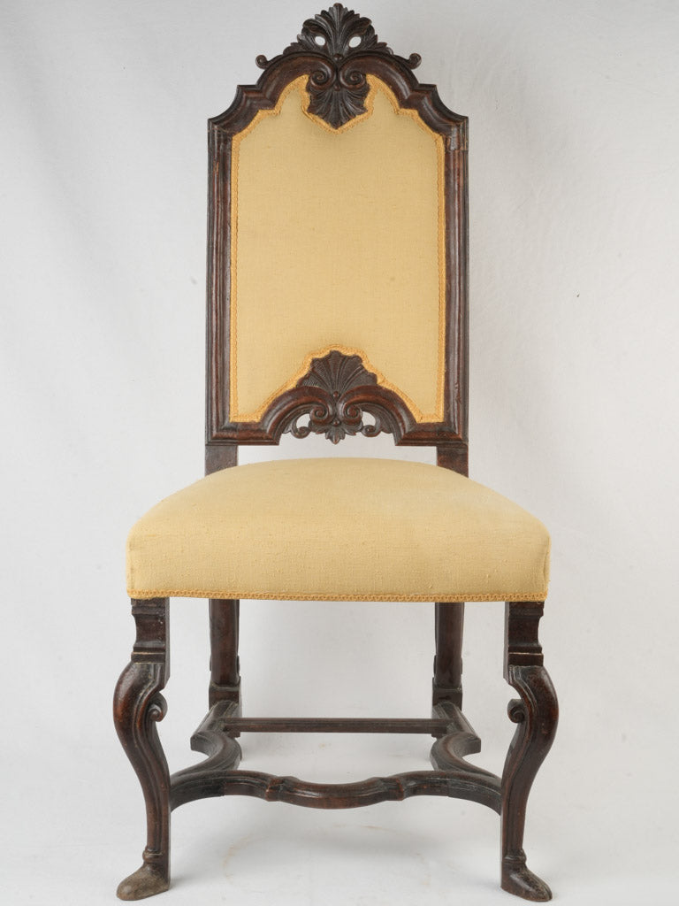 Antique Italian carved walnut chair  