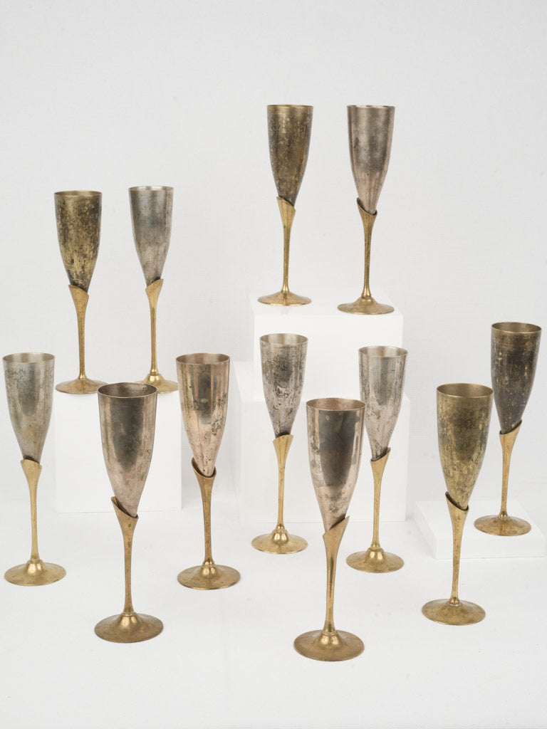 Warm Brass Stem Flutes