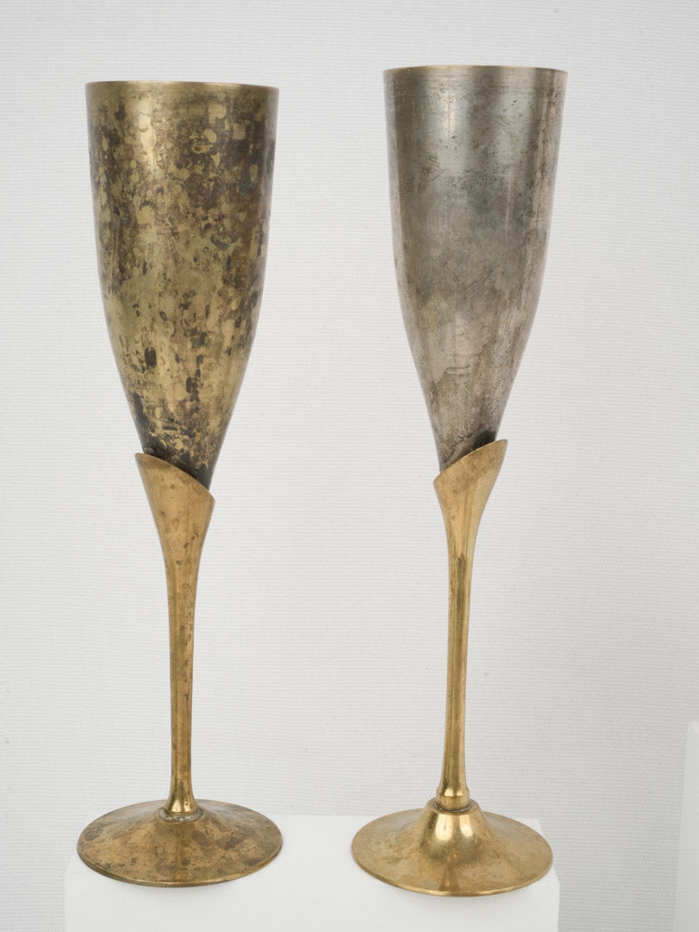 Chic Silver-Plated Champagne Flutes