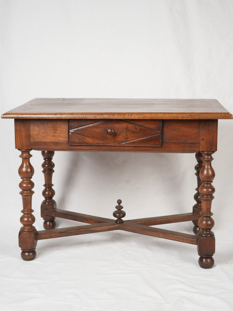 Classic walnut diamond-motif table