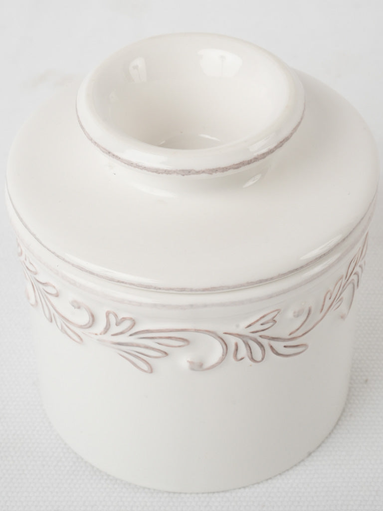 Artisan, white-glazed butter bell