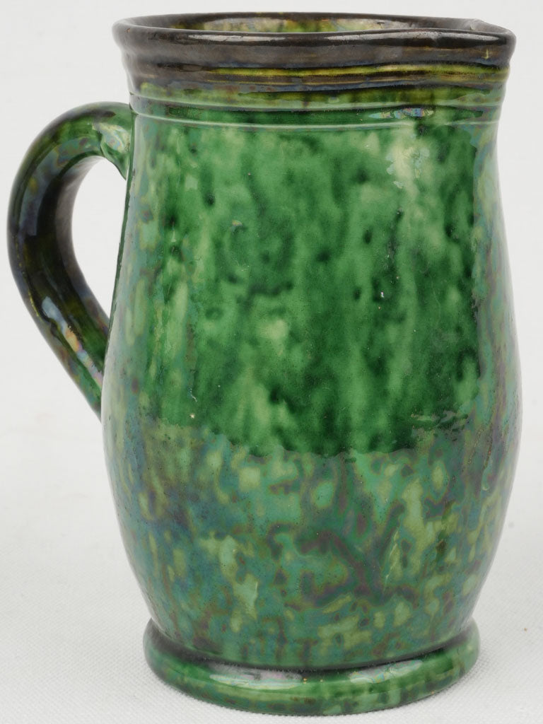 Vintage Green Glazed Ceramic Pitcher