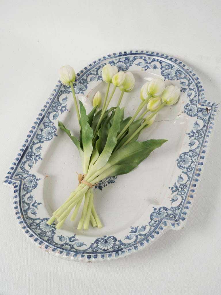 Charming, historical, blue floral earthenware platter