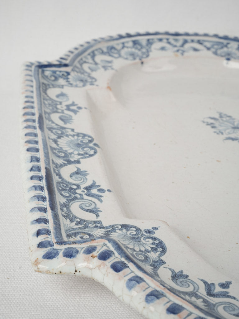 Historic, hand-painted, white, French serving platter