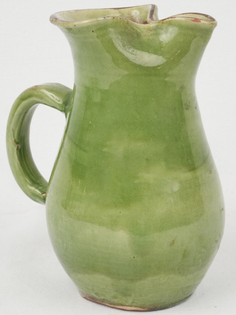 Vintage Green Glazed Ceramic Pitcher