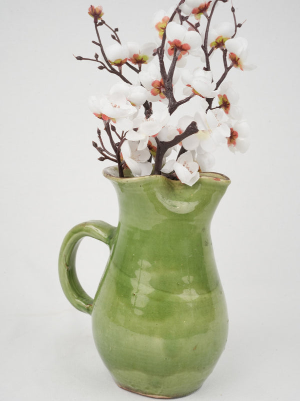 Pale Green Glazed "Bec Pincé" Ceramic Pitcher, Early 20th Century, 8"